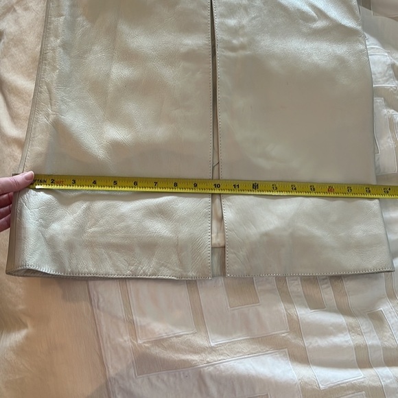 Blue Deep White Genuine Leather Pencil Skirt with Front Slit, NWT - Picture 16 of 16